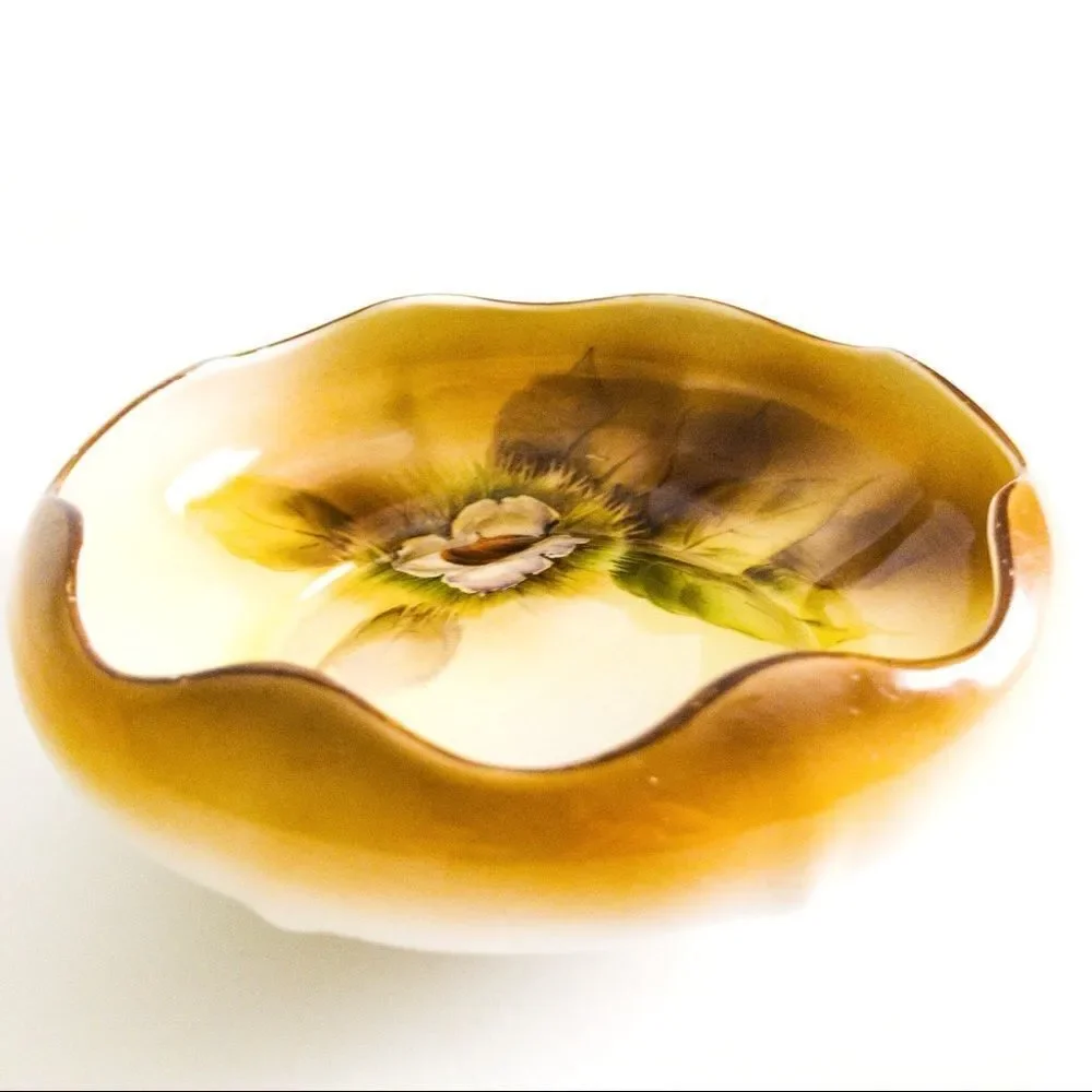 Antique Nippon Noritake Hand Painted Chestnut Bowl